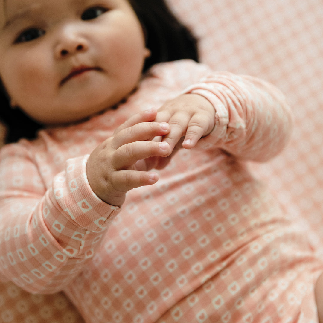 Comfy Bodysuit Long Sleeve - Heart Gingham