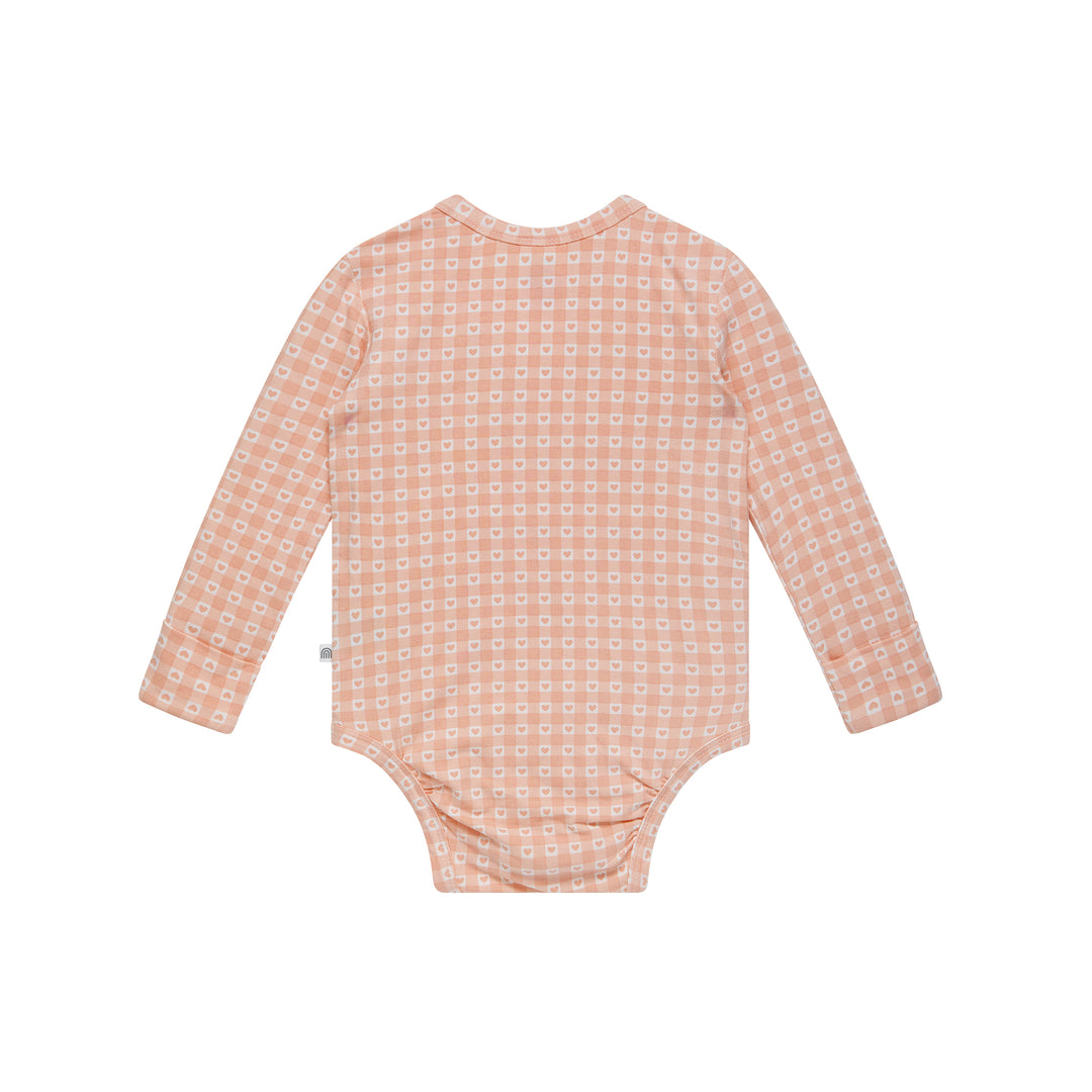 Comfy Bodysuit Long Sleeve - Heart Gingham
