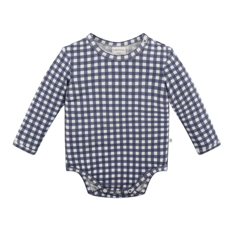 Comfy Bodysuit Long Sleeve - Navy Gingham