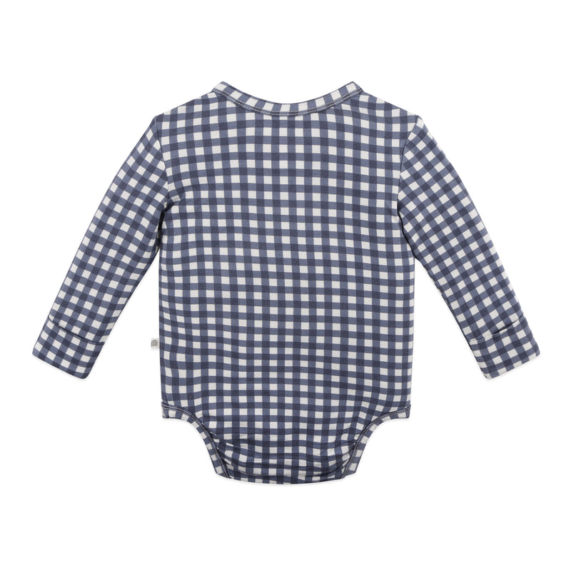 Comfy Bodysuit Long Sleeve - Navy Gingham