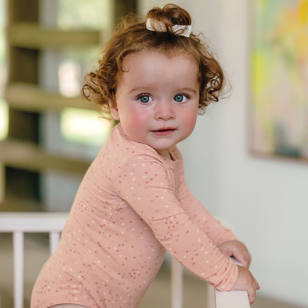 Comfy Bodysuit Long Sleeve - Pink Heart
