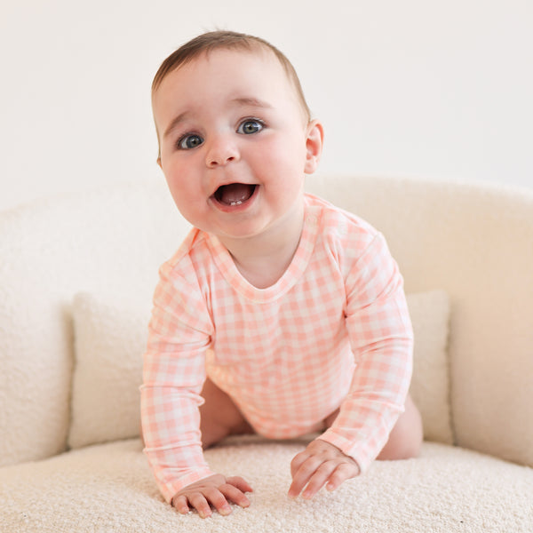 Comfy Bodysuit Long Sleeve - Petal Gingham