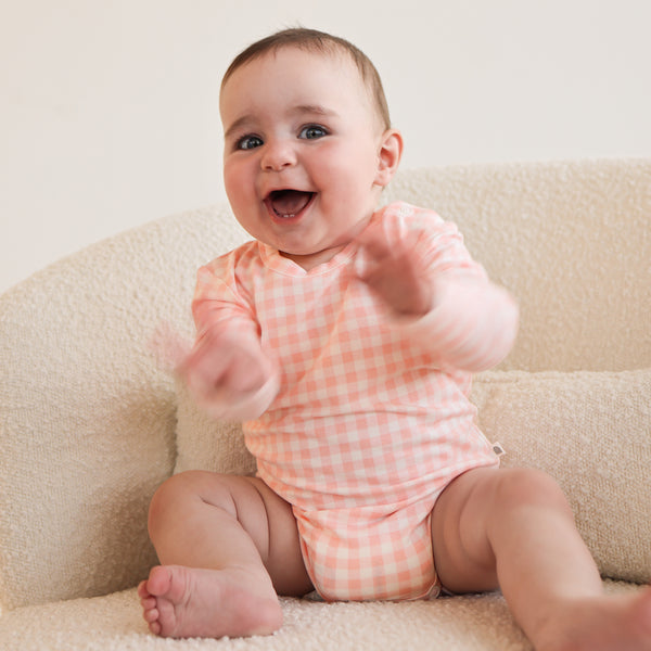 Comfy Bodysuit Long Sleeve - Petal Gingham
