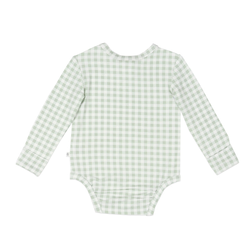 Comfy Bodysuit Long Sleeve - Sage Gingham