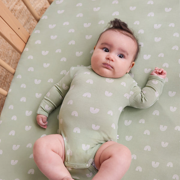 Comfy Bodysuit Long Sleeve - Sage Rainbow
