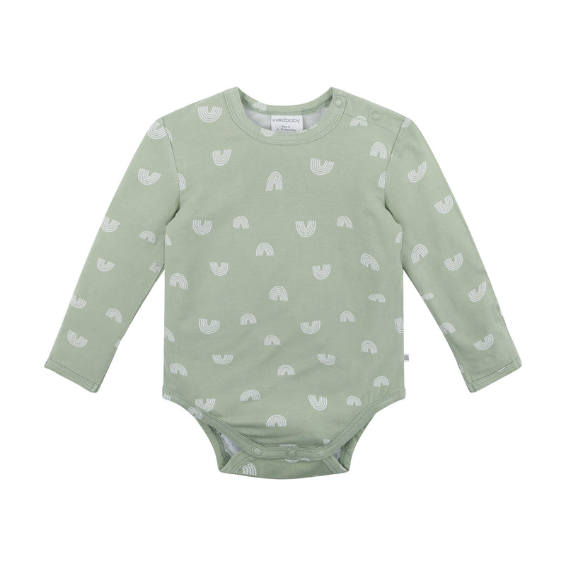 Comfy Bodysuit Long Sleeve - Sage Rainbow