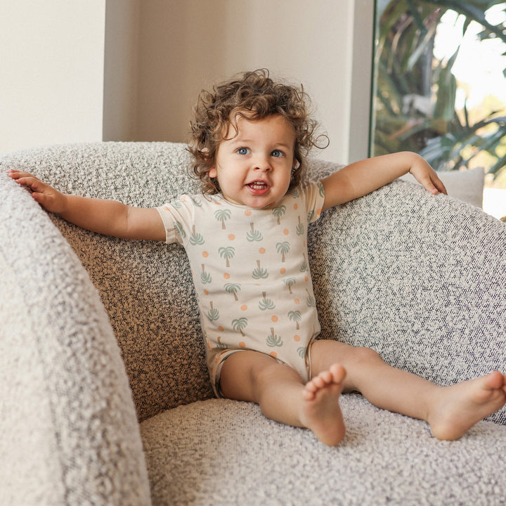 Comfy Short Sleeve Bodysuit - Palm Sunset