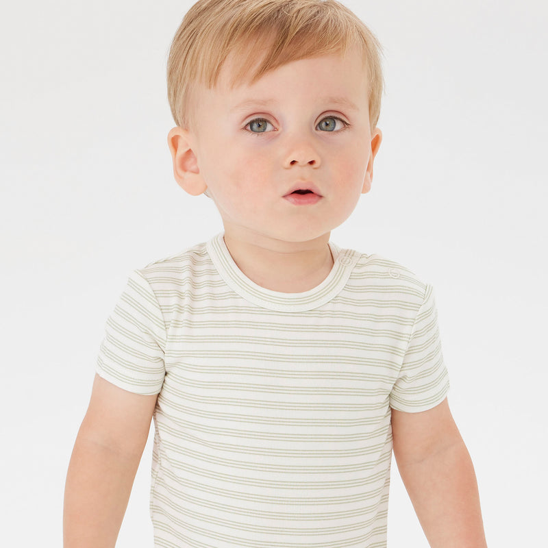Comfy Bodysuit Short Sleeve - Sage Stripe