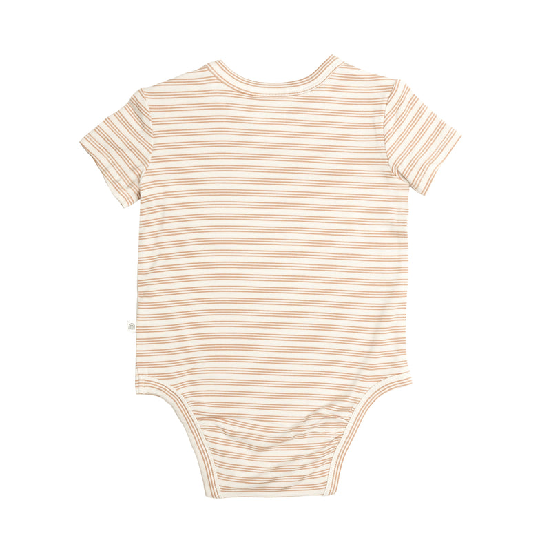Comfy Bodysuit Short Sleeve - Sand Dune Stripe