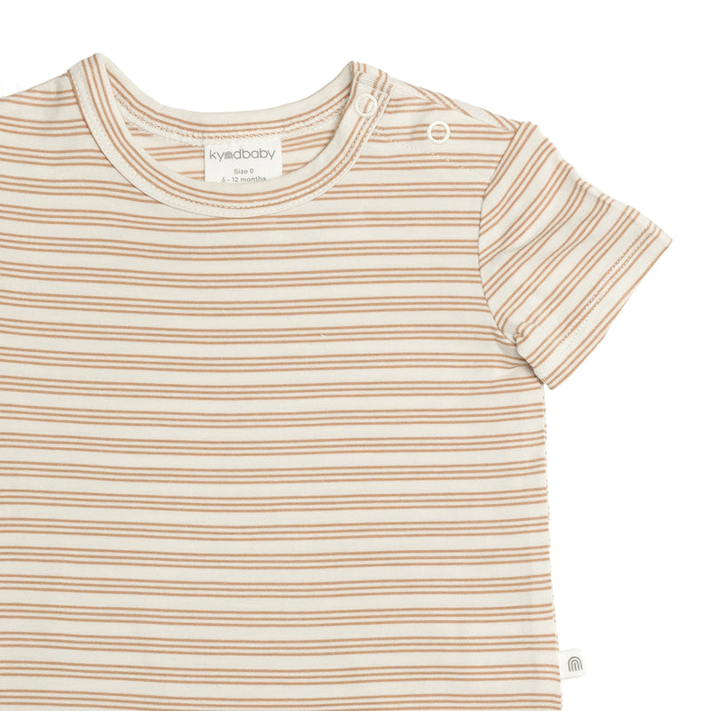 Comfy Bodysuit Short Sleeve - Sand Dune Stripe