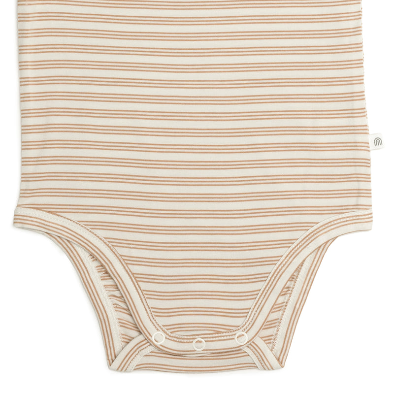 Comfy Bodysuit Short Sleeve - Sand Dune Stripe
