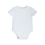 Comfy Bodysuit Short Sleeve - Sky Blue Grid