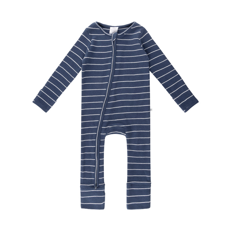 Waffle Day Or Night Onesie - Navy Stripe