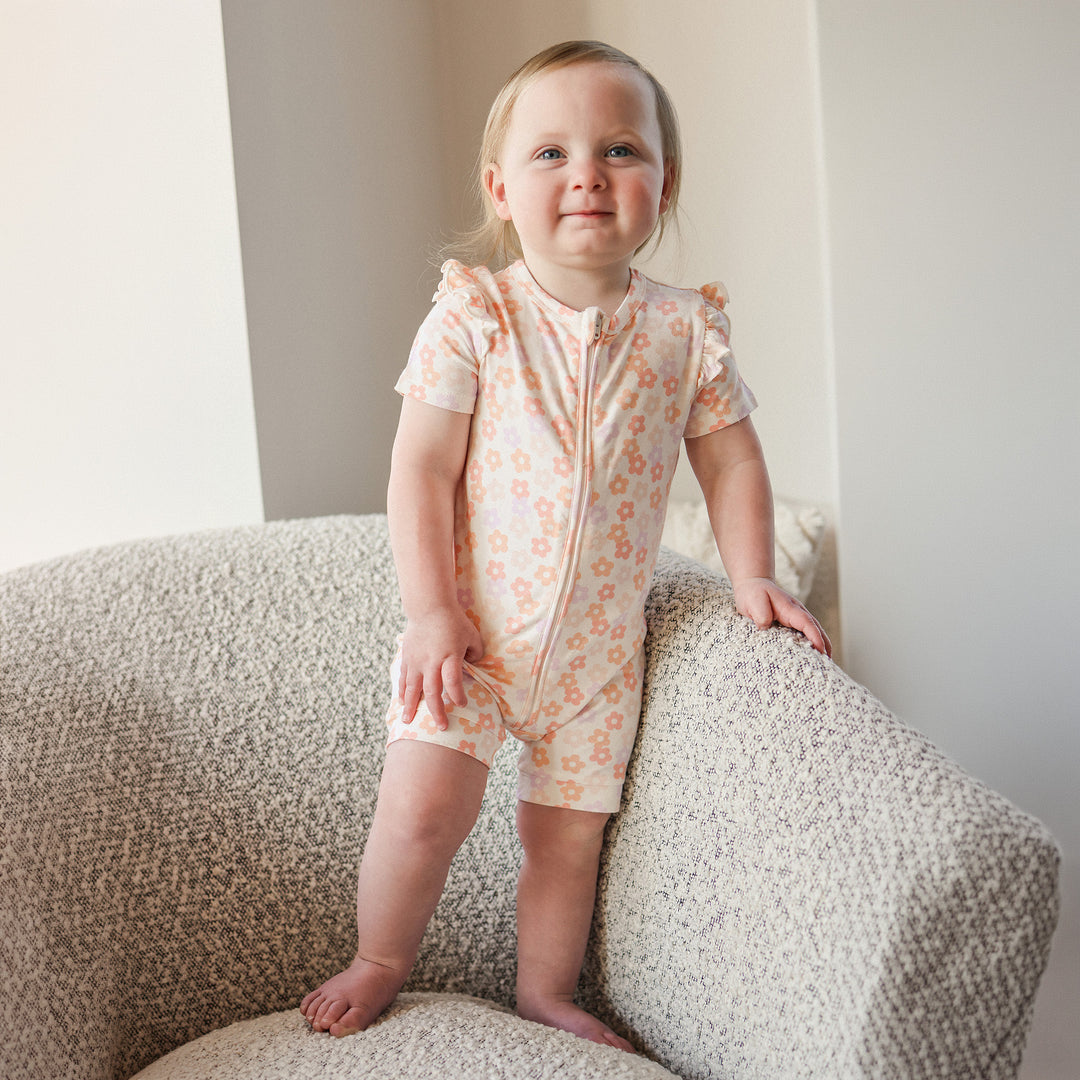 Frill Short Sleeve Onesie - Blooms