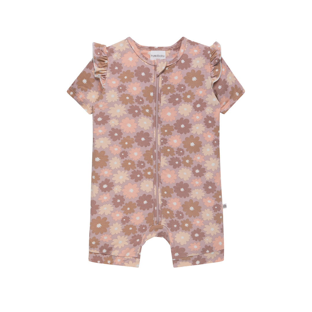 Day Or Night Short Sleeve Frill Onesie - Bold Floral
