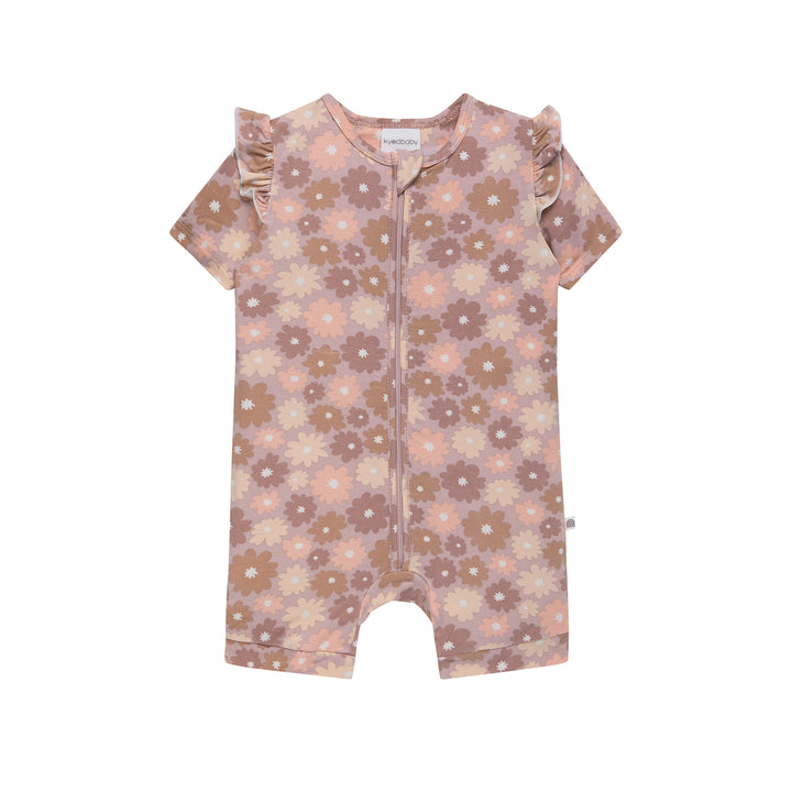 Day Or Night Short Sleeve Frill Onesie - Bold Floral