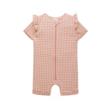 Day Or Night Short Sleeve Frill Onesie - Heart Gingham