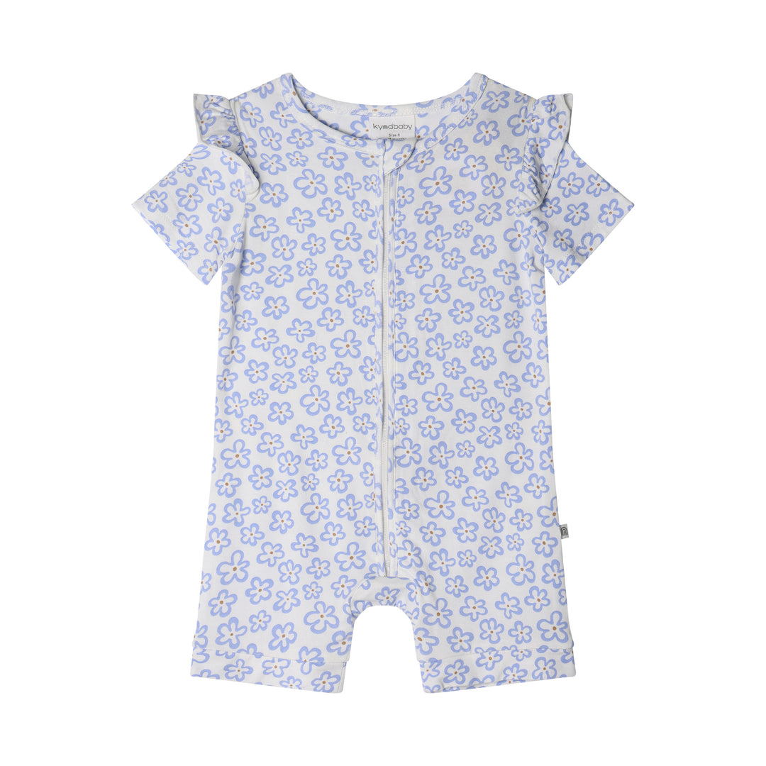 Frill Short Sleeve Onesie - Hibiscus Blue