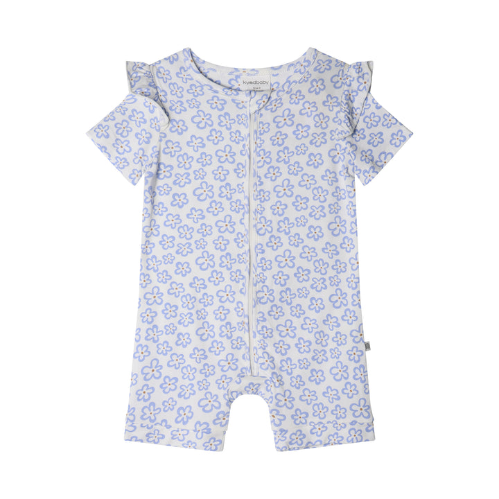 Frill Short Sleeve Onesie - Hibiscus Blue