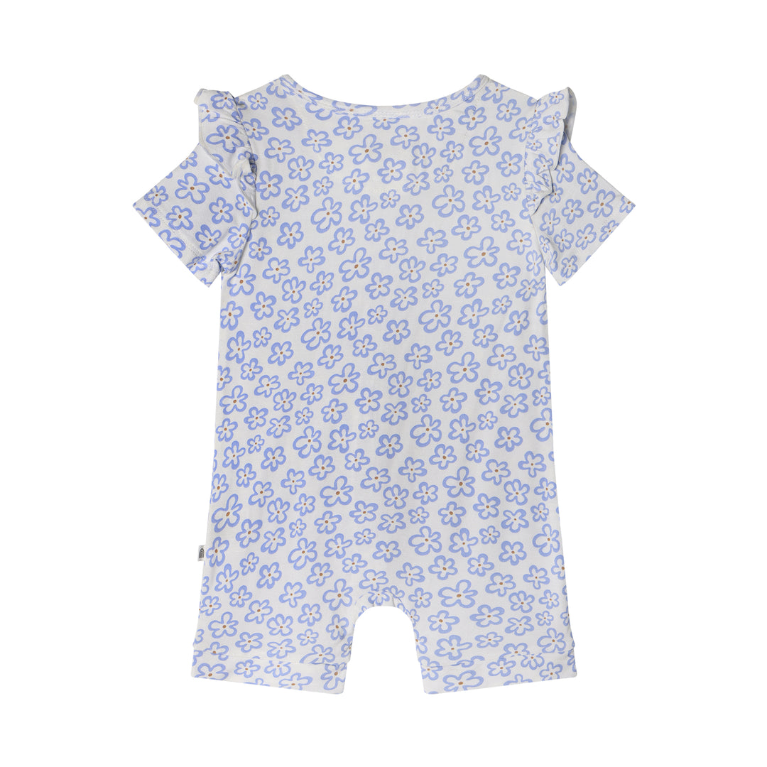 Frill Short Sleeve Onesie - Hibiscus Blue