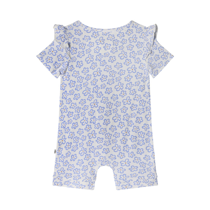 Frill Short Sleeve Onesie - Hibiscus Blue