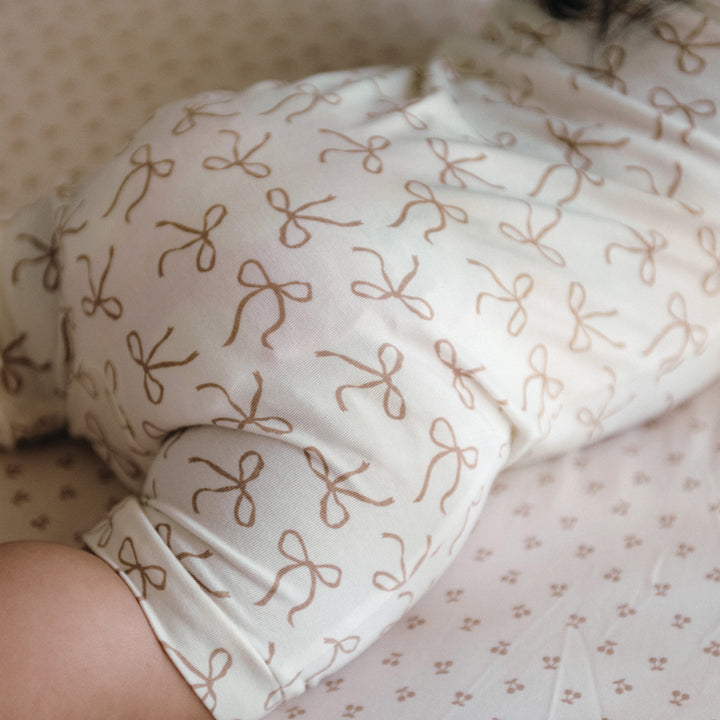 Day Or Night Short Sleeve Frill Onesie - Ivory Bow