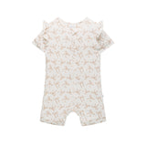 Day Or Night Short Sleeve Frill Onesie - Ivory Bow
