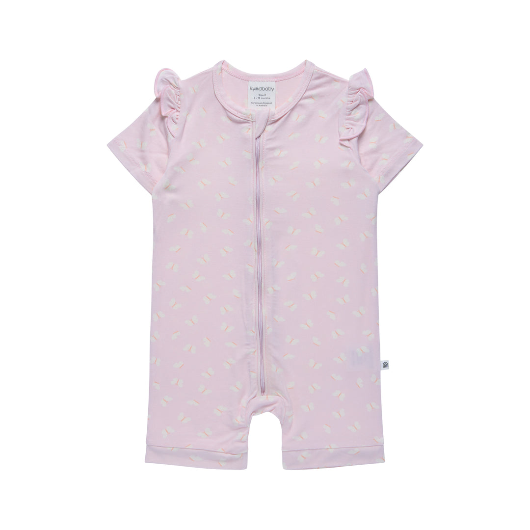 Frill Short Sleeve Onesie - Lilac Flutter
