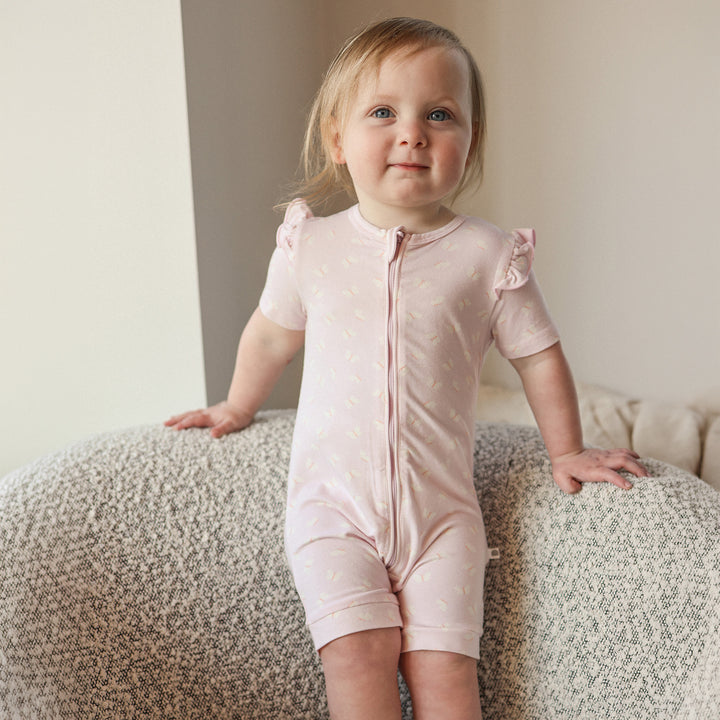 Frill Short Sleeve Onesie - Lilac Flutter