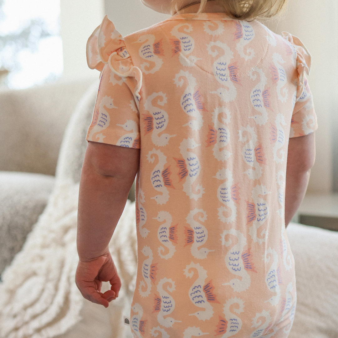 Frill Short Sleeve Onesie - Seahorse