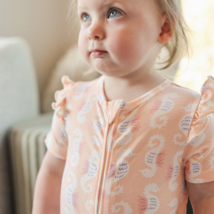 Frill Short Sleeve Onesie - Seahorse