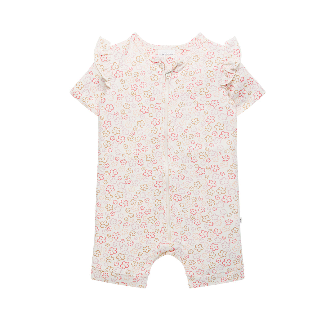 Day Or Night Short Sleeve Frill Onesie - Spring Blossom