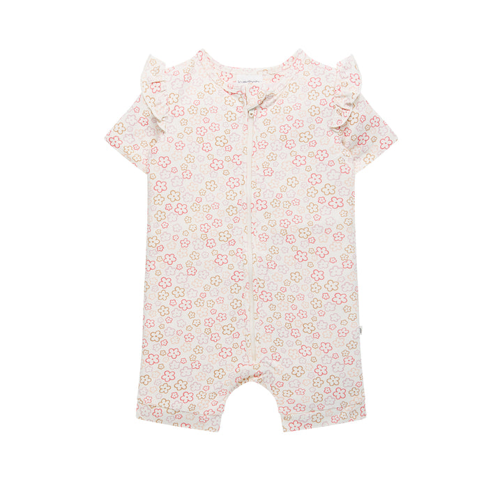 Day Or Night Short Sleeve Frill Onesie - Spring Blossom