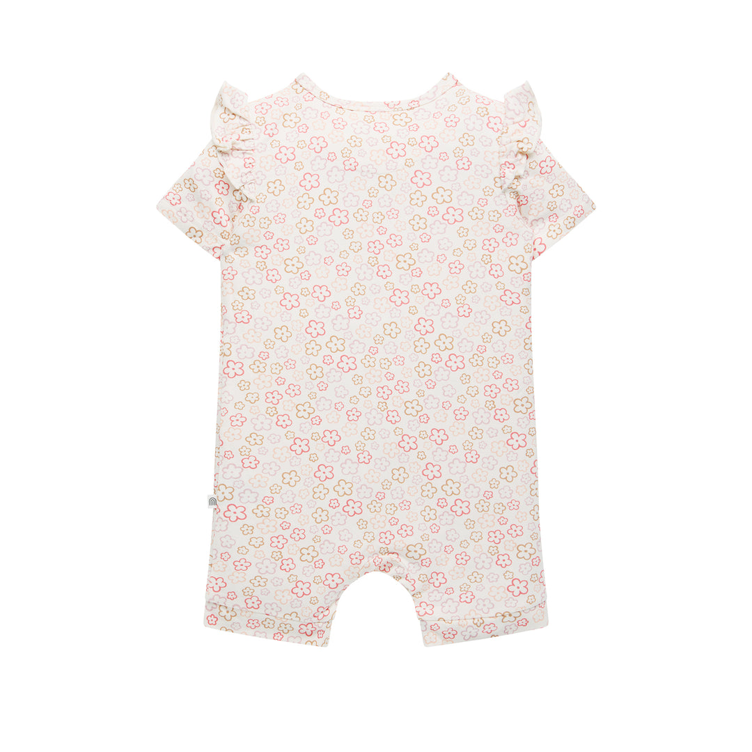 Day Or Night Short Sleeve Frill Onesie - Spring Blossom