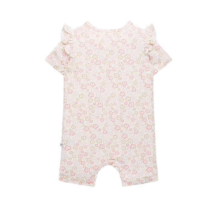 Day Or Night Short Sleeve Frill Onesie - Spring Blossom