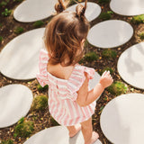 Frilled Woven Romper - Strawberry