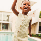 Sleeveless Woven Shortall - Sage