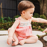 Crochet Woven Sleeveless Romper - Strawberry