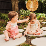 Crochet Woven Sleeveless Romper - Strawberry