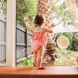 Crochet Woven Sleeveless Romper - Strawberry