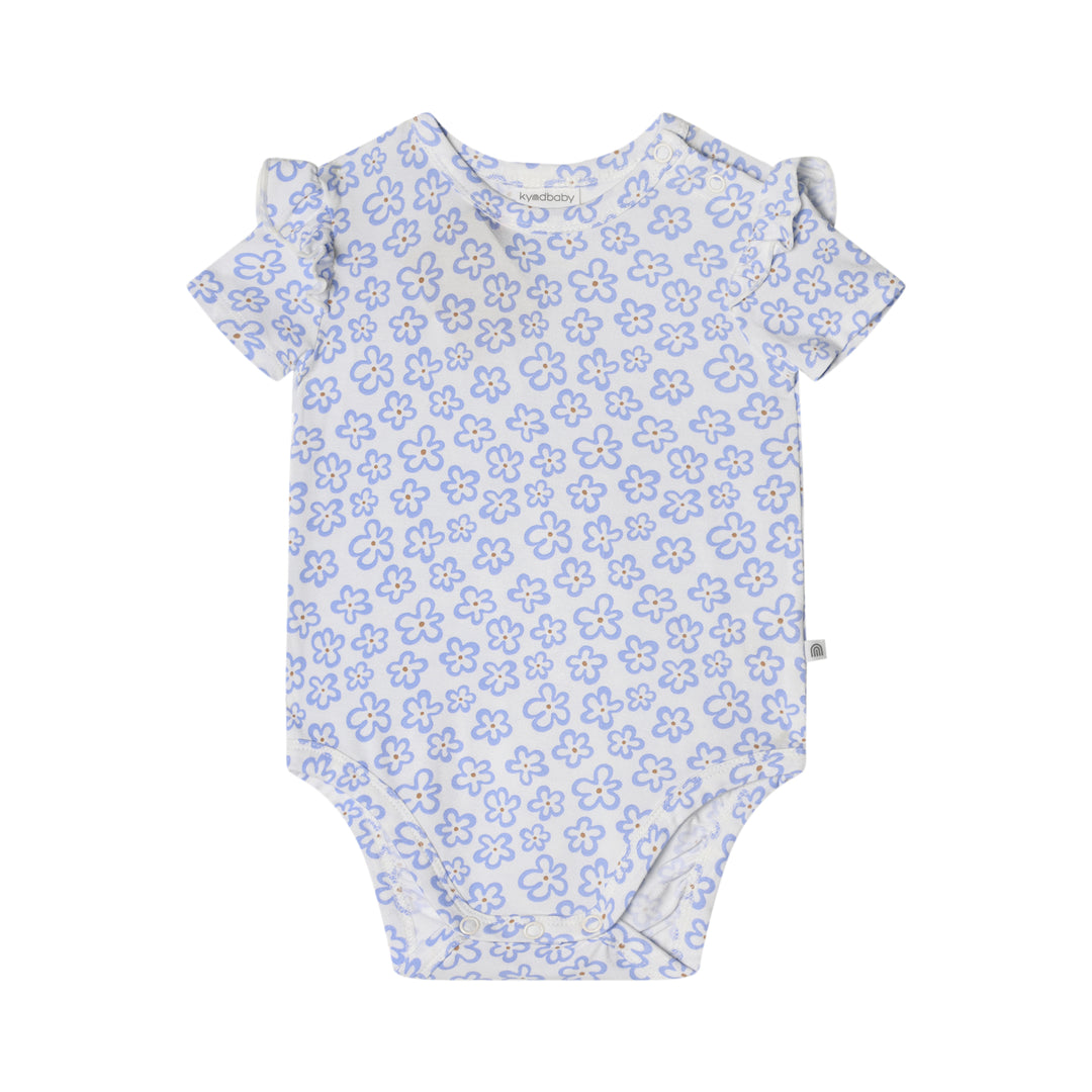 Frill Short Sleeve Bodysuit - Hibiscus Blue