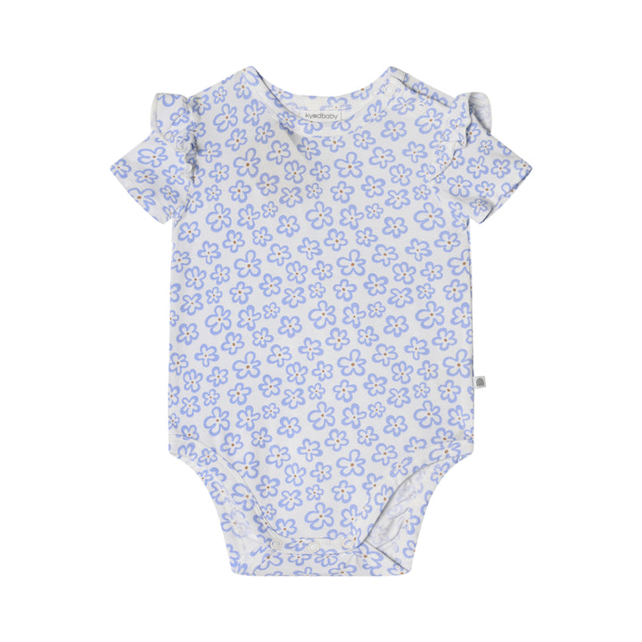 Frill Short Sleeve Bodysuit - Hibiscus Blue