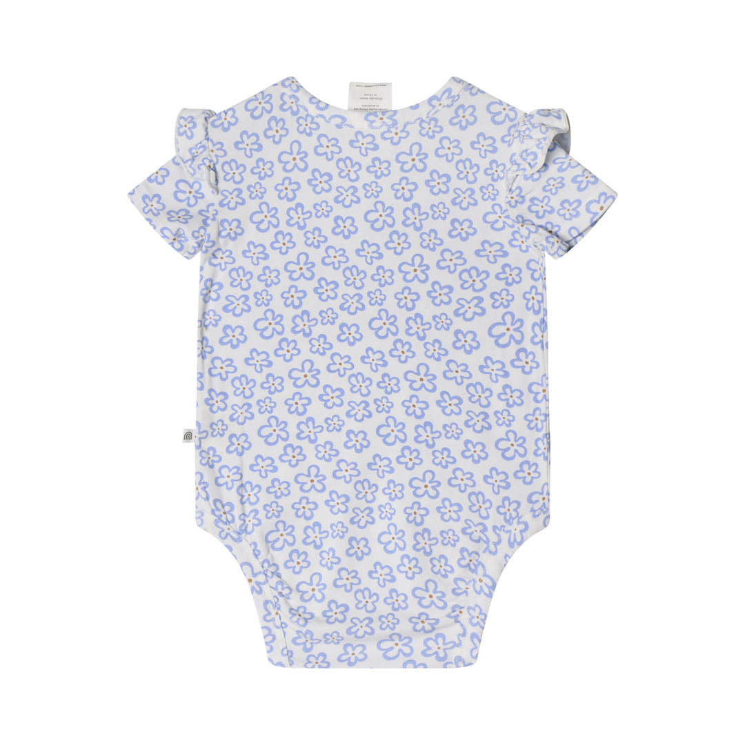 Frill Short Sleeve Bodysuit - Hibiscus Blue