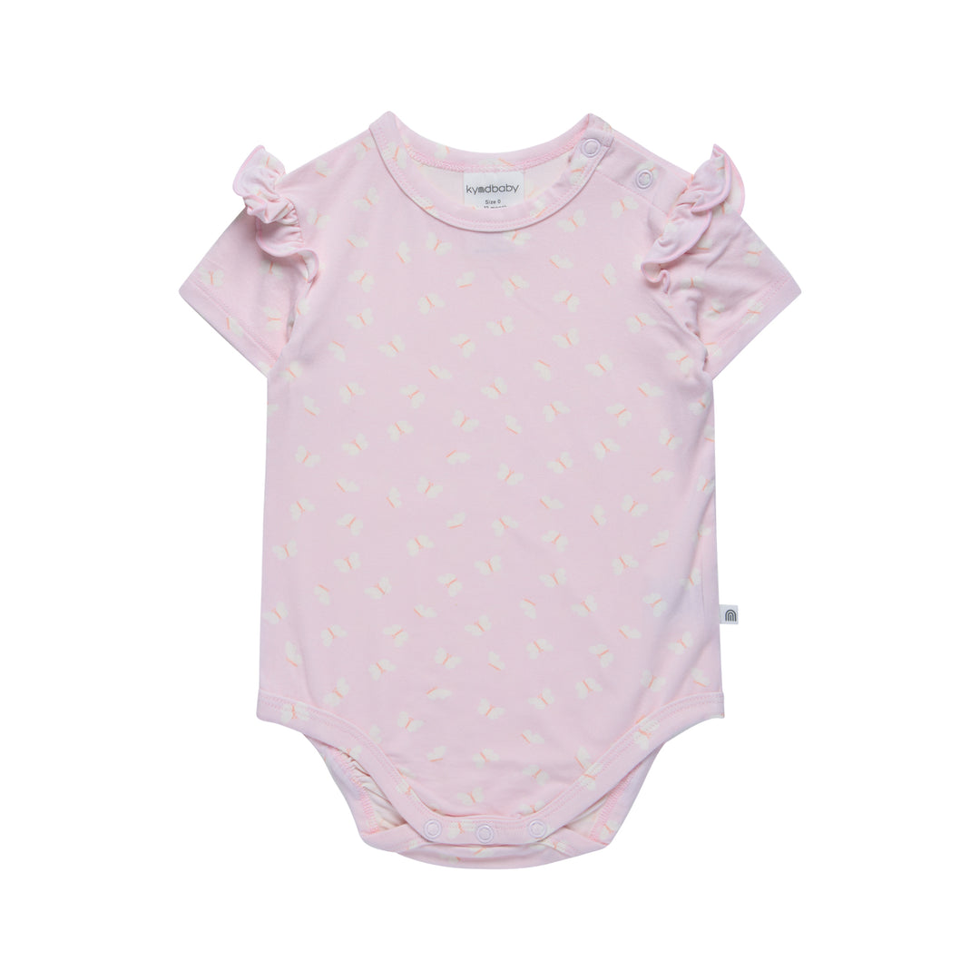Frill Short Sleeve Bodysuit - Lilac Flutter