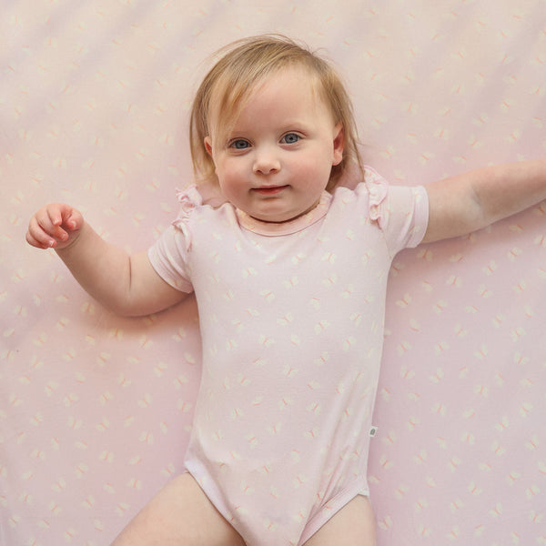 Frill Short Sleeve Bodysuit - Lilac Flutter