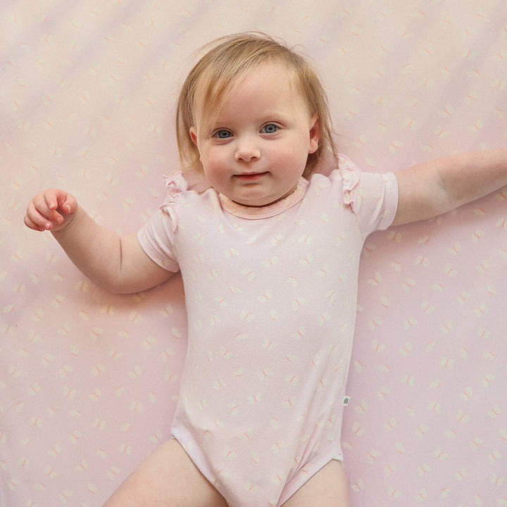 Frill Short Sleeve Bodysuit - Lilac Flutter