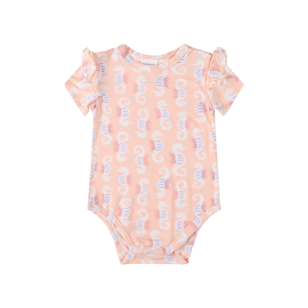 Frill Short Sleeve Bodysuit - Seahorse