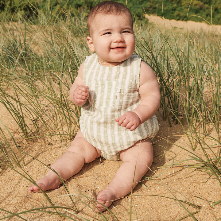 Pocket Romper - Multi Stripe