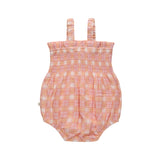 Shirred Romper - Check