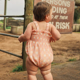 Shirred Romper - Check